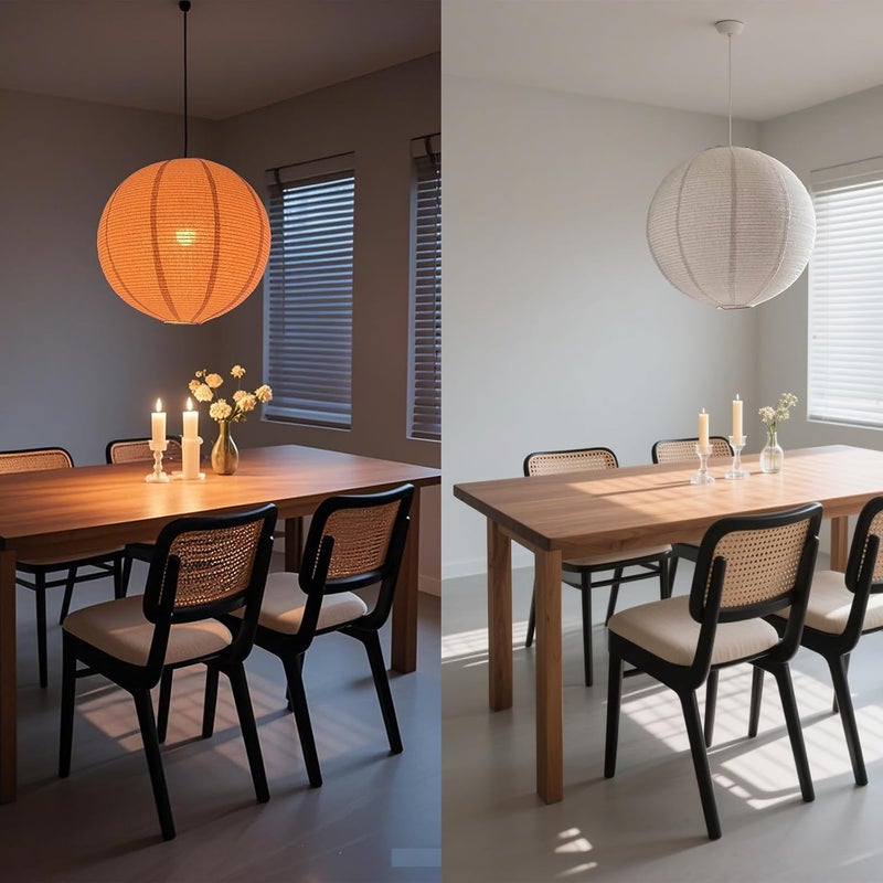 oetmilc Large Hanging Lamp shade 20INCH Round Linen Pendant Lamp shade Can replace paper lanterns Hanging Lantern Handmade Minimalist Decorations Suitable for Living room, Hallway Bedroom, and kitchen - Image 3